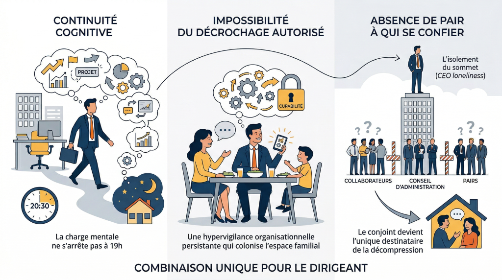 illustration de l’effet du burnout  dirigeant sur sa famille